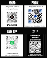 four different qr codes are shown on a black background