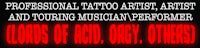 a poster for a professional tattoo artist and touring musician performer